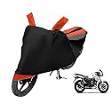 Euro Care Bike Cover Compatible with Apache RTR 180 with Mirror Pocket,Dustproof, Windproof, Belt Buckle, Apache RTR 180 Bike Cover- Black-Orange - 1 Unit