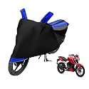 Euro Care Bike Cover Compatible with Apache 160V with Mirror Pocket,Dustproof, Windproof, Belt Buckle, Apache 160V Bike Cover- Black-Blue - 1 Unit