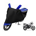 Euro Care Bike Cover Compatible with Apache RTR 160 with Mirror Pocket,Dustproof, Windproof, Belt Buckle, Apache RTR 160 Bike Cover- Black-Blue - 1 Unit