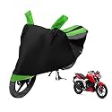 Euro Care Bike Cover Compatible with Apache 160V with Mirror Pocket,Dustproof, Windproof, Belt Buckle, Apache 160V Bike Cover- Black-Green - 1 Unit
