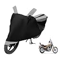 Euro Care Bike Cover Compatible with Avenger 220 Cruise, Heatproof, Mirror Pocket, Dustproof, Belt &amp; Buckle, Avenger Bike Cover - 1 Unit, Black-Silver