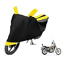 Euro Care Bike Cover Compatible with Avenger 220 Cruise, Heatproof, Mirror Pocket, Dustproof, Belt &amp; Buckle, Avenger Bike Cover - 1 Unit, Black-Yellow