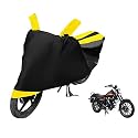 Euro Care Bike Cover Compatible with Avenger Street 150, Heatproof, Mirror Pocket, Dustproof, Belt &amp; Buckle, Avenger Bike Cover - 1 Unit, Black-Yellow