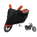 Euro Care Bike Cover Compatible with Avenger Street 150, Heatproof, Mirror Pocket, Dustproof, Belt &amp; Buckle, Avenger Bike Cover - 1 Unit, Black-Orange