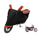Euro Care Bike Cover Compatible with Avenger 220 Cruise, Heatproof, Mirror Pocket, Dustproof, Belt &amp; Buckle, Avenger Bike Cover - 1 Unit, Black-Orange