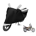 Euro Care Bike Cover Compatible with Avenger 220 Cruise, Heatproof, Mirror Pocket, Dustproof, Belt &amp; Buckle, Avenger Bike Cover - 1 Unit, Black-White