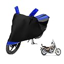 Euro Care Bike Cover Compatible with Avenger 220 Cruise, Heatproof, Mirror Pocket, Dustproof, Belt &amp; Buckle, Avenger Bike Cover - 1 Unit, Black-Blue