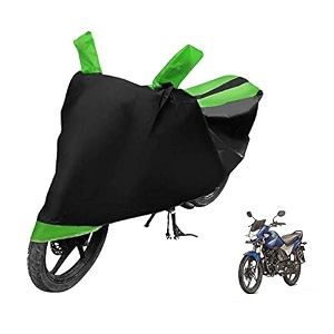 euro care bike cover compatible with cb shine heatproof mirror pocket dustproof belt amp buckle cb shine bike cover - 1 unit black-green