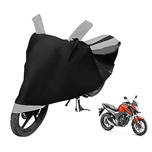euro care bike cover compatible with cb hornet 160 heatproof mirror pocket dustproof belt amp buckle cb hornet bike cover - 1 unit black-silver