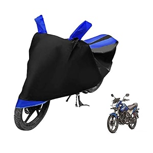 euro care bike cover compatible with cb shine heatproof mirror pocket dustproof belt amp buckle cb shine bike cover - 1 unit black-blue