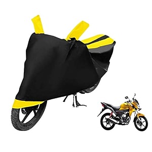 euro care bike cover compatible with cb twister heatproof mirror pocket dustproof belt amp buckle cb twister bike cover - 1 unit black-yellow