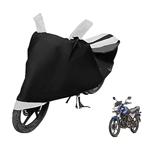 euro care bike cover compatible with cb shine heatproof mirror pocket dustproof belt amp buckle cb shine bike cover - 1 unit black-white