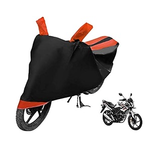 euro care bike cover compatible with cb unicorn heatproof mirror pocket dustproof belt amp buckle cb unicorn bike cover - 1 unit black-orange