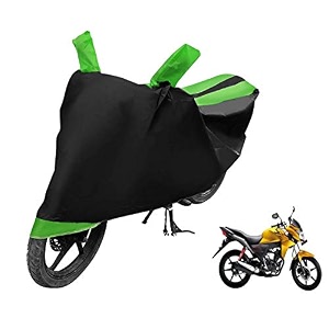 euro care bike cover compatible with cb twister heatproof mirror pocket dustproof belt amp buckle cb twister bike cover - 1 unit black-green