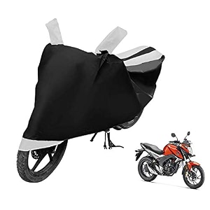 euro care bike cover compatible with cb hornet 160 heatproof mirror pocket dustproof belt amp buckle cb hornet bike cover - 1 unit black-white