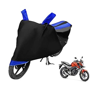 euro care bike cover compatible with cb hornet 160 heatproof mirror pocket dustproof belt amp buckle cb hornet bike cover - 1 unit black-blue
