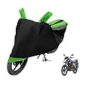 Euro Care Bike Cover Compatible with CB Shine, Heatproof, Mirror Pocket, Dustproof, Belt &amp; Buckle, CB Shine Bike Cover - 1 Unit, Black-Green