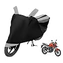 Euro Care Bike Cover Compatible with CB Hornet 160, Heatproof, Mirror Pocket, Dustproof, Belt &amp; Buckle, CB Hornet Bike Cover - 1 Unit, Black-Silver