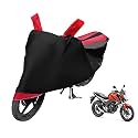 Euro Care Bike Cover Compatible with CB Hornet 160, Heatproof, Mirror Pocket, Dustproof, Belt &amp; Buckle, CB Hornet Bike Cover - 1 Unit, Black-Red