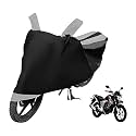 Euro Care Bike Cover Compatible with CB Unicorn, Heatproof, Mirror Pocket, Dustproof, Belt &amp; Buckle, CB Unicorn Bike Cover - 1 Unit, Black-Silver
