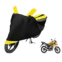 Euro Care Bike Cover Compatible with CB Twister, Heatproof, Mirror Pocket, Dustproof, Belt &amp; Buckle, CB Twister Bike Cover - 1 Unit, Black-Yellow