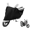 Euro Care Bike Cover Compatible with CB Unicorn, Heatproof, Mirror Pocket, Dustproof, Belt &amp; Buckle, CB Unicorn Bike Cover - 1 Unit, Black-White