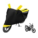 Euro Care Bike Cover Compatible with CB Unicorn, Heatproof, Mirror Pocket, Dustproof, Belt &amp; Buckle, CB Unicorn Bike Cover - 1 Unit, Black-Yellow