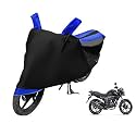 Euro Care Bike Cover Compatible with CB Trigger, Heatproof, Mirror Pocket, Dustproof, Belt &amp; Buckle, CB Trigger Bike Cover - 1 Unit, Black-Blue