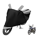 Euro Care Bike Cover Compatible with CB Shine, Heatproof, Mirror Pocket, Dustproof, Belt &amp; Buckle, CB Shine Bike Cover - 1 Unit, Black-Silver