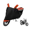 Euro Care Bike Cover Compatible with CB Unicorn, Heatproof, Mirror Pocket, Dustproof, Belt &amp; Buckle, CB Unicorn Bike Cover - 1 Unit, Black-Orange