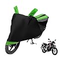 Euro Care Bike Cover Compatible with CB Unicorn, Heatproof, Mirror Pocket, Dustproof, Belt &amp; Buckle, CB Unicorn Bike Cover - 1 Unit, Black-Green