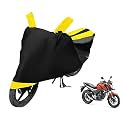 Euro Care Bike Cover Compatible with CB Hornet 160, Heatproof, Mirror Pocket, Dustproof, Belt &amp; Buckle, CB Hornet Bike Cover - 1 Unit, Black-Yellow