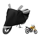 Euro Care Bike Cover Compatible with CB Twister, Heatproof, Mirror Pocket, Dustproof, Belt &amp; Buckle, CB Twister Bike Cover - 1 Unit, Black-Silver