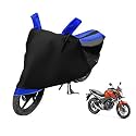 Euro Care Bike Cover Compatible with CB Hornet 160, Heatproof, Mirror Pocket, Dustproof, Belt &amp; Buckle, CB Hornet Bike Cover - 1 Unit, Black-Blue