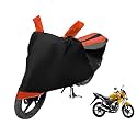 Euro Care Bike Cover Compatible with CB Twister, Heatproof, Mirror Pocket, Dustproof, Belt &amp; Buckle, CB Twister Bike Cover - 1 Unit, Black-Orange