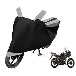 euro care bike cover compatible with cbf stunner heatproof mirror pocket dustproof belt amp buckle cbf stunner bike cover - 1 unit black-silver