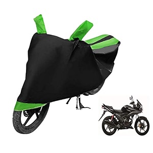 euro care bike cover compatible with cbf stunner heatproof mirror pocket dustproof belt amp buckle cbf stunner bike cover - 1 unit black-green