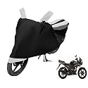 Euro Care Bike Cover Compatible with CBF Stunner, Heatproof, Mirror Pocket, Dustproof, Belt &amp; Buckle, CBF Stunner Bike Cover - 1 Unit, Black-White