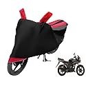 Euro Care Bike Cover Compatible with CBF Stunner, Heatproof, Mirror Pocket, Dustproof, Belt &amp; Buckle, CBF Stunner Bike Cover - 1 Unit, Black-Red
