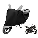 Euro Care Bike Cover Compatible with CBF Stunner, Heatproof, Mirror Pocket, Dustproof, Belt &amp; Buckle, CBF Stunner Bike Cover - 1 Unit, Black-Silver