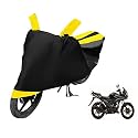 Euro Care Bike Cover Compatible with CBF Stunner, Heatproof, Mirror Pocket, Dustproof, Belt &amp; Buckle, CBF Stunner Bike Cover - 1 Unit, Black-Yellow