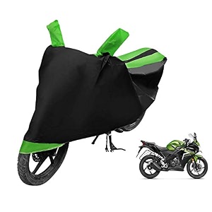 euro care bike cover compatible with cbr 150r heatproof mirror pocket dustproof belt amp buckle cbr 150r bike cover - 1 unit black-green
