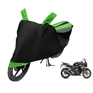 euro care bike cover compatible with cbr 250r heatproof mirror pocket dustproof belt amp buckle cbr 250r bike cover - 1 unit black-green