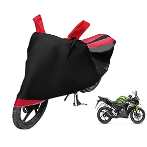 euro care bike cover compatible with cbr 150r heatproof mirror pocket dustproof belt amp buckle cbr 150r bike cover - 1 unit black-red