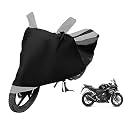 Euro Care Bike Cover Compatible with CBR 250R, Heatproof, Mirror Pocket, Dustproof, Belt &amp; Buckle, CBR 250R Bike Cover - 1 Unit, Black-Silver