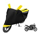 Euro Care Bike Cover Compatible with CBR 250R, Heatproof, Mirror Pocket, Dustproof, Belt &amp; Buckle, CBR 250R Bike Cover - 1 Unit, Black-Yellow