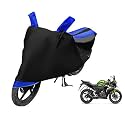 Euro Care Bike Cover Compatible with CBR 150R, Heatproof, Mirror Pocket, Dustproof, Belt &amp; Buckle, CBR 150R Bike Cover - 1 Unit, Black-Blue