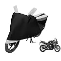 Euro Care Bike Cover Compatible with CBR 250R, Heatproof, Mirror Pocket, Dustproof, Belt &amp; Buckle, CBR 250R Bike Cover - 1 Unit, Black-White