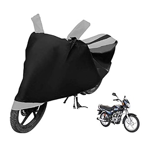 euro care bike cover compatible with bajaj ct 100 heatproof mirror pocket dustproof belt amp buckle ct 100 bike cover - 1 unit black-silver