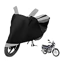 Euro Care Bike Cover Compatible with Bajaj CT 100, Heatproof, Mirror Pocket, Dustproof, Belt &amp; Buckle, CT 100 Bike Cover - 1 Unit, Black-Silver